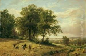 Spatsomemrlandschaft In
Oberhessen. Signiert Und Datiert Unten Rechts: F. Ebel 1880. Ol Auf
Leinwand. H 63; B 95 Cm. by Fritz Ebel