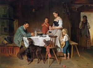 Benedicite Nella Stanza Di Soggiornodi Una Casa Di Contadini by Adolf Eberle