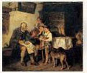 Scene Familiale, La Lecon Aux Jeunes Enfants by Adolf Eberle