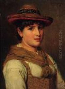A Portrait Of A Young Lady, Half-length, Wearing A Hat