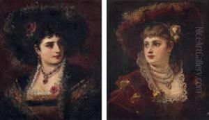 Portrait D'une Jeune Femme Au Chapeau De Velours Rouge