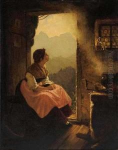 Bauernmadchen In Der
Stube by Anton Ebert