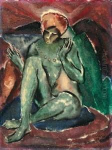 Sitzender Weiblicher Akt by Josef Eberz