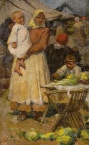 Piaci Jelenet by Lajos Deak Ebner