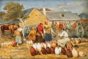 Market In Szolnok by Lajos Deak Ebner