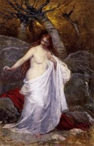 Nude In The Forest by Lajos Deak Ebner