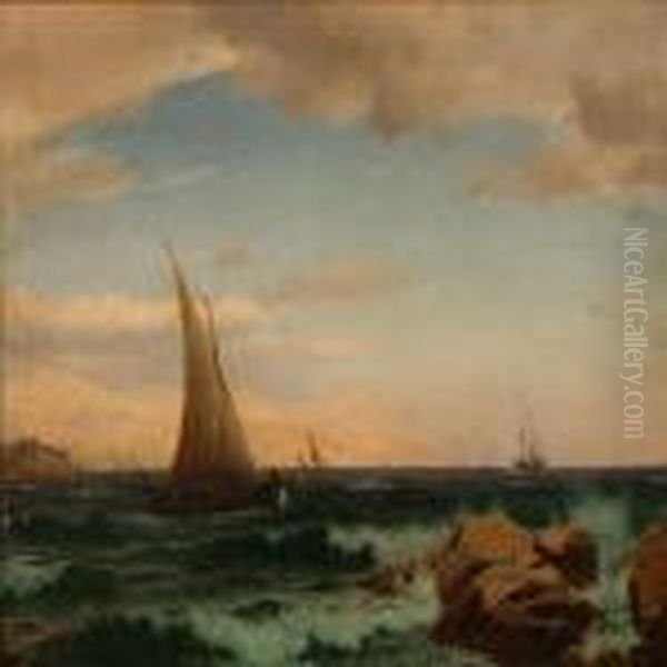 Coastal Scene With Sailing Ships - view 1