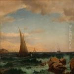 Coastal Scene With Sailing Ships by Christian Eckardt
