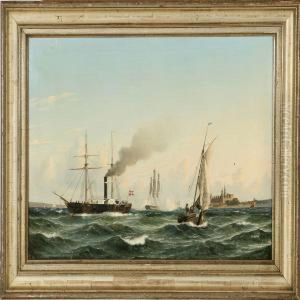 Seascape With Shipsoff The Coast Of Elsinore Castle
