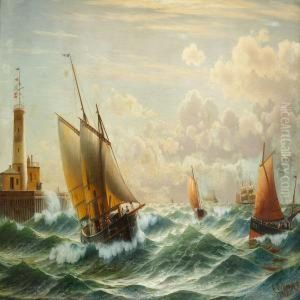 Morning At The Genoaharbour Entrance, Italy