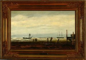 Sailing Ships Off The Coast by Christian Eckardt