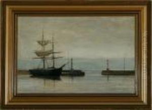 A Brig By The Habour Entrance by Christian Eckardt