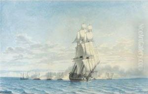 Danish Gun-boats At Agerso by Christoffer Wilhelm Eckersberg