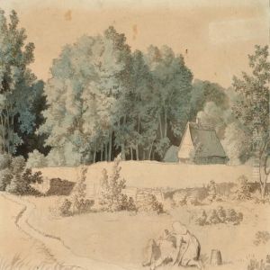 A Thatched Farmhouse On The Fringes Of The Forest