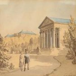 A View From Frederiksberg Garden With The Apis Temple And Frederiksberg Castle by Christoffer Wilhelm Eckersberg