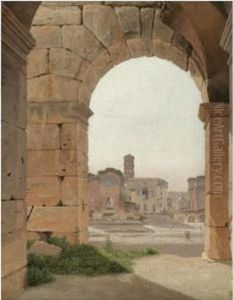 Forum Romanum Set Fra Colosseum (the Forum Romanum From Thecolosseum) by Christoffer Wilhelm Eckersberg