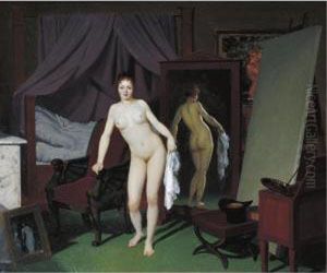 A Female Model Posing In A Studio by Christoffer Wilhelm Eckersberg