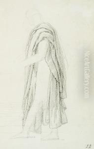 Two Study Drawings, One With A Standing Man, The Other With A Seated Woman by Christoffer Wilhelm Eckersberg