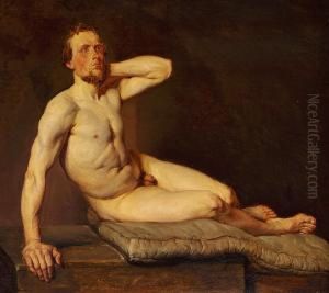 Academy Study Of A Seated Male Nude by Christoffer Wilhelm Eckersberg