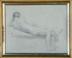 ?: Study Of A Naked Mand. 
Unsigned. Dated October 1818. Pencil And Charcoal On Paper. Visible Size
 29 X 37 Cm by Christoffer Wilhelm Eckersberg