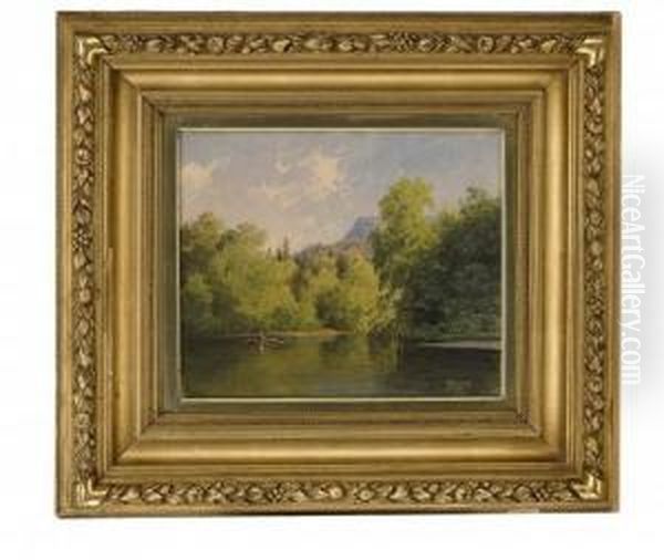 Summer Landscape With A Man In A Rowing Boat - view 1