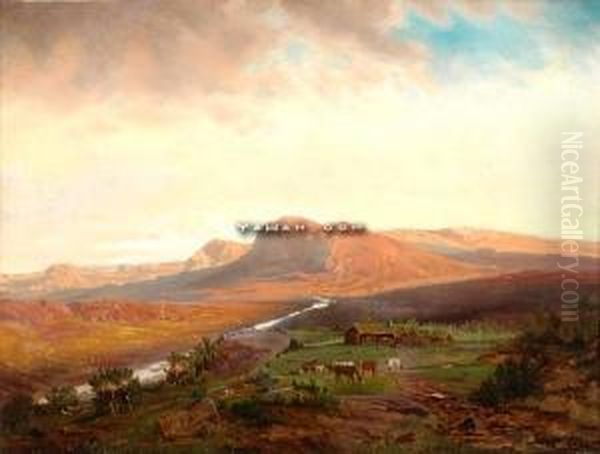Tilskrevet Johan Fredrik Eckersberg Sommer I Fjellet Olje Pa Lerret - view 1