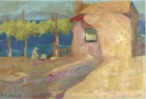 House And Figures By The Sea by Michalis Economou