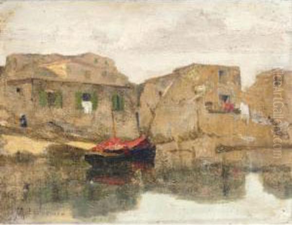 Red Boat By The Sea - view 1
