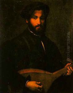 Portrait of a Gentleman with Mandolin by Giulio Campi