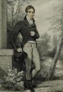 Portrait Of William Henry, 3rd Baron Lyttelton (1782-1830),full-length, In A Landscape by Henry Edridge