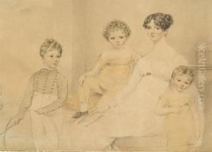 Margaret Carpenter And Her Children by Henry Edridge