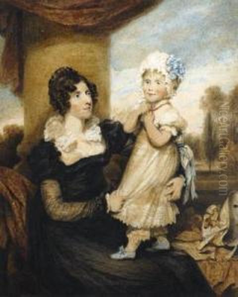 A Young Lady And Her Child On A Terrace - view 1