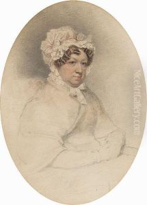 An Elderly Lady, Seated, Wearing Frilled White Bonnet Tied Beneath Her Chin.