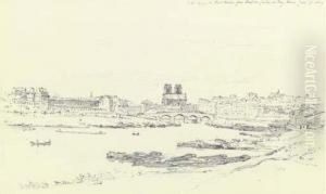Notre Dame And Pont Marie From The Pont Du Jardin Du Roi by Henry Edridge