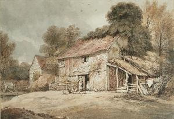 Cottage Scene With Chickens - view 1