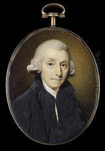A Gentleman Of The Vanhomrigh
Family, Wearing Black Coat, Waistcoat And White Stock, Powdered Wig With
Side Buckles - view 1