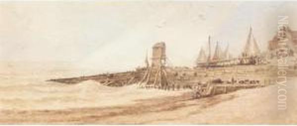 Brighton Beach With Fishing Boats - view 1