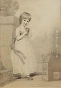 Portrait Of Miss Morice The Younger, In A Dress And A Sash Holdinga Bird thumbnail