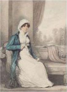 Portrait Of A Lady In Blue by Henry Edridge