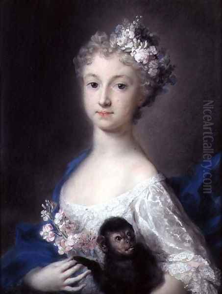 Girl holding a monkey - view 1