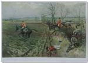 Edwards, Thebelvoir, Hunting Scene, Coloured Print, Pencil Signed by Lionel Louis Edwards