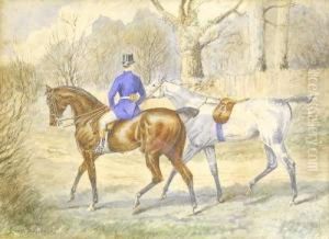 Manon Horseback Leading Another,
 Watercolour, Bears Signature, 20 X 28cm Estimate - 400-600