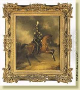 Portrait Du Colonel Guisber A Cheval, Fondateur Dupremier Regiment Des Guides by Jacobus Josephus Eeckhout