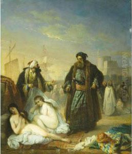 Le Marchand D'esclaves En Turquie by Jacobus Josephus Eeckhout