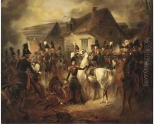 Soldiers Entering A Village by Jacobus Josephus Eeckhout