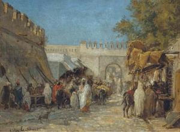 Arabs In A Bustling Bazaar - view 1