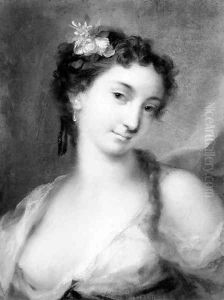 Portrait of a girl, bust-length, in a decolle dress by Rosalba Carriera