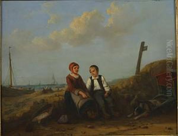 Twee Kinderen Op Het Strand. - view 1