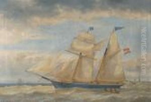 The Two Master 'adeline' Sailing Past Antwerp by Egidius Linnig