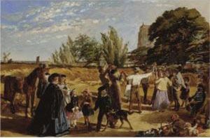 Sketch For "hullo Largess! A Harvest Scene In Norfolk"